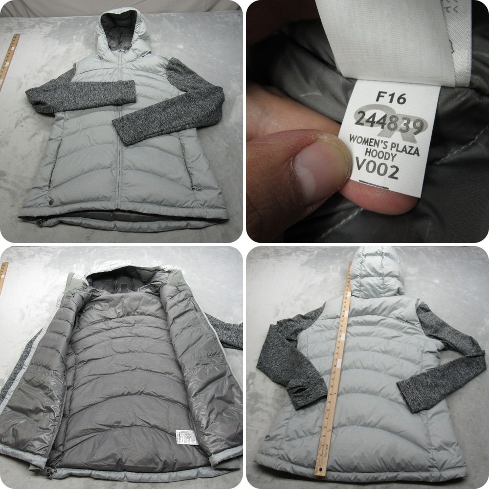 Outdoor Research Down Jacket Women Medium Gray Plaza Hoody Insulated Puffer Warm